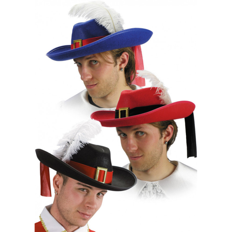 Muškéterská čiapka so stuhou a perami